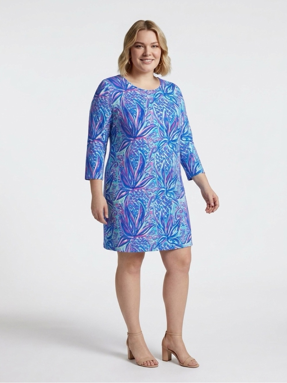 Lulu-B 3/4 Sleeve Pineapple Print Colorful Comfy Clothing
Dress